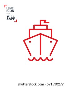ship isolated minimal icon. liner graph line vector icon for websites and mobile minimalistic flat design.