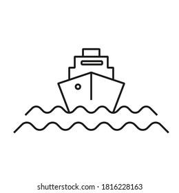 П е ч а т un barco aislado ícono lineal plano mínimo en colores blanco y negro. Icono de vector de línea para sitios web y diseño plano minimalista móvil.
