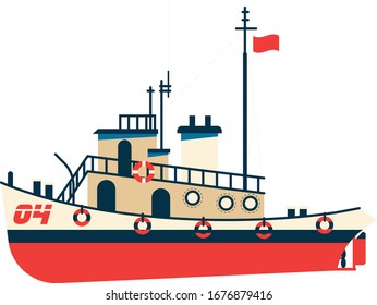 Ship isolated on white background. illustration vector