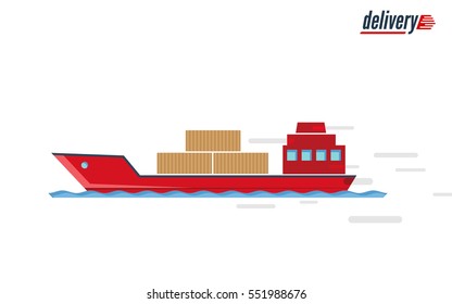 Ship isolated on white background. Public transport design. Fast delivery icon container ship - vector illustration.