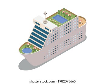 Ship isometric icon with luxurious cruise liner vector illustration
