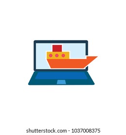 Ship Laptop Logo Icon Design
