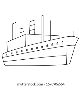 Ship Line Art Clip art Isolated Editable Stroke Illustration
