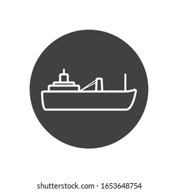 ship line block style icon design, Oil industry Gas energy fuel technology power industrial production and petroleum theme Vector illustration