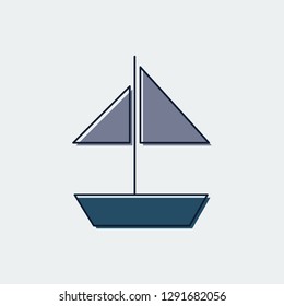Ship Line Flat Icon.Graphic Design.Isolated On White Background.Vector