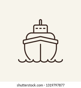 Ship line icon. Big ship on white background. Maritime transport. Vector illustration can be used for topics like sea, transportation, logistics