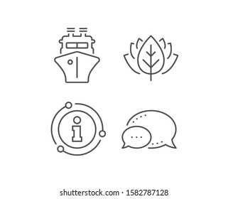 Ship line icon. Chat bubble, info sign elements. Watercraft transport sign. Shipping symbol. Linear ship outline icon. Information bubble. Vector