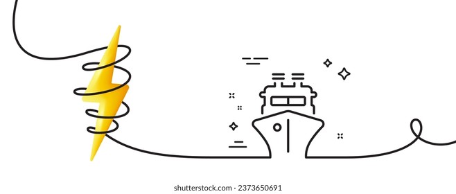 Zeilensymbol ausschicken. Kontinuierlich eine Linie mit curl. Verkehrszeichen für Wasserfahrzeuge. Versandsymbol. Einmaliges Rahmenband Schiff. Loop-Kurve mit Energie. Vektorgrafik