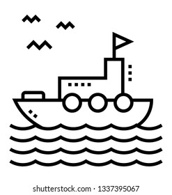 Ship line icon design 