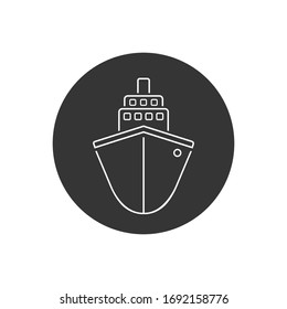 Ship line icon flat. Black pictogram on grey background. Vector illustration symbol