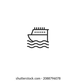 ship line icon, outline vector sign, pixel perfect icon