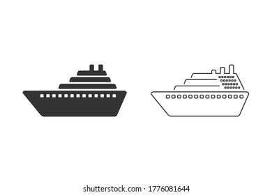 Ship line icon set vector. Cruise ship symbol icon illustration