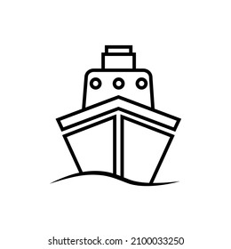 Ship line icon, shipping by sea vector logo isolated on white background