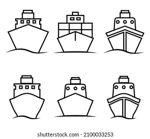 Ship line icon, shipping by sea vector logo isolated on white background