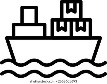 Diseño de Vector de icono de línea de barco