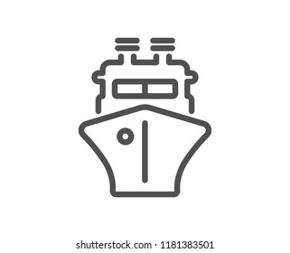 Ship line icon. Watercraft transport sign. Shipping symbol. Quality design element. Classic style ship. Editable stroke. Vector