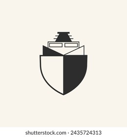 ship line logo design vector art illustration