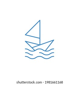 Ship line vector logotype icon. 
