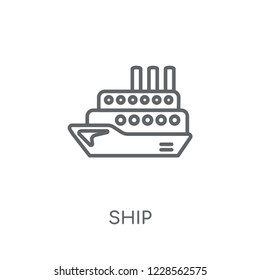 Ship linear icon. Modern outline Ship logo concept on white background from Transportation collection. Suitable for use on web apps, mobile apps and print media.