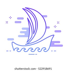 Ship lines icon isolated on white background. Design concept logo in flat MBE style. Vector illustration.