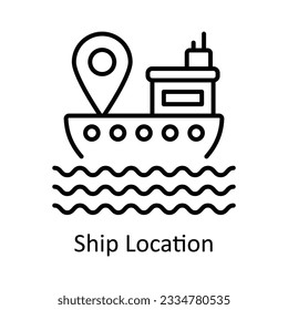 Ship Location Outline Icon Design illustration. Map and Navigation Symbol on White background EPS 10 File