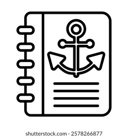 Ship Logbook Vector Line Icon Design