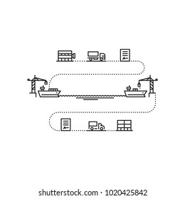 ship logistics flow vector