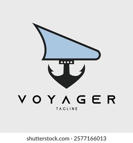 ship logo and anchor front view vector design