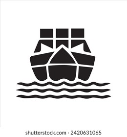 Ship logo. Cargo ship icon. Containers. Global trade. Goods icon