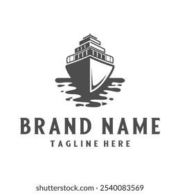 ship logo. container ship freight forwarding boat nautical tourism company design
