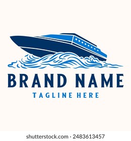 ship logo design. cargo ship, container ship, logistics company design
