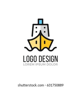 Ship logo design concept. Ship icon. Vector logo isolated on white background
