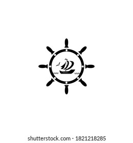 Logotipo del barco, diseño logo concepto de servicios de transporte de carga, Viejo comercio de la madera fuertemente navegar explorar el océano