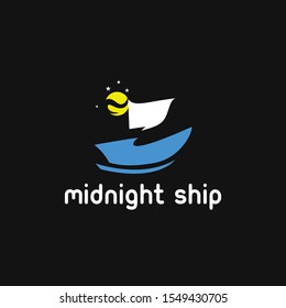 Ship logo design, fresh idea, sailing ship at night