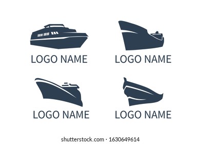 ship logo design for logistic import export trade docking company. Concept icon for trip travel agency in holiday.