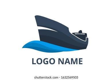 ship logo design for logistic import export trade docking company. Concept icon for trip travel agency in holiday.