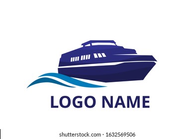 ship logo design for logistic import export trade docking company. Concept icon for trip travel agency in holiday.
