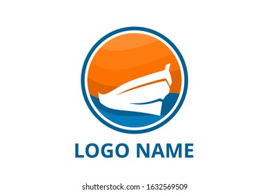 ship logo design for logistic import export trade docking company. Concept icon for trip travel agency in holiday.
