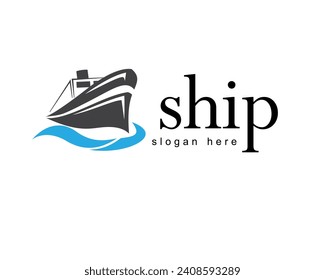 ship logo design template 
gray ship with water waves beneath it