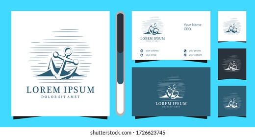 ship logo design vector and business card set