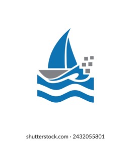 ship logo design vector template