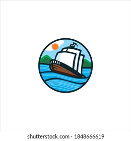 ship logo flat art illustration