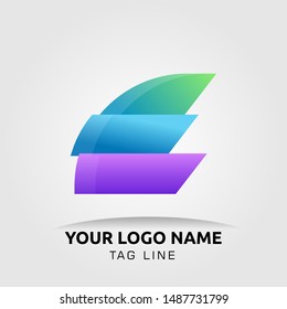 Ship logo with gradient luxury color for company and fishing corp