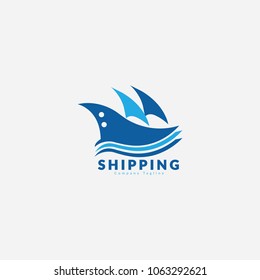 Ship Logo Icon Design Template. Vector Illustration