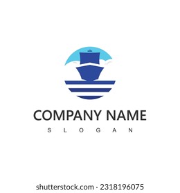 Ship logo illustration, Shipping, travel and delivery services company symbol