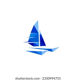 ship logo modern vector graphic blue color