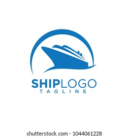 Ship logo, nautical sailing boat icon vector design