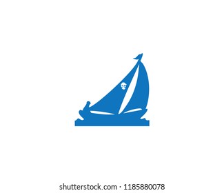 Ship logo, nautical sailing boat icon vector design