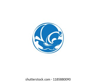 Ship logo, nautical sailing boat icon vector design
