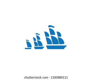 Ship logo, nautical sailing boat icon vector design